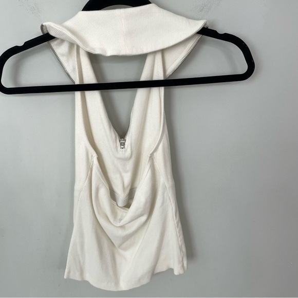 Anthropologie Maeve Quarter-Zip Halter Top Creamy White  XS Ribbed Knit. 17 - Picture 7 of 11